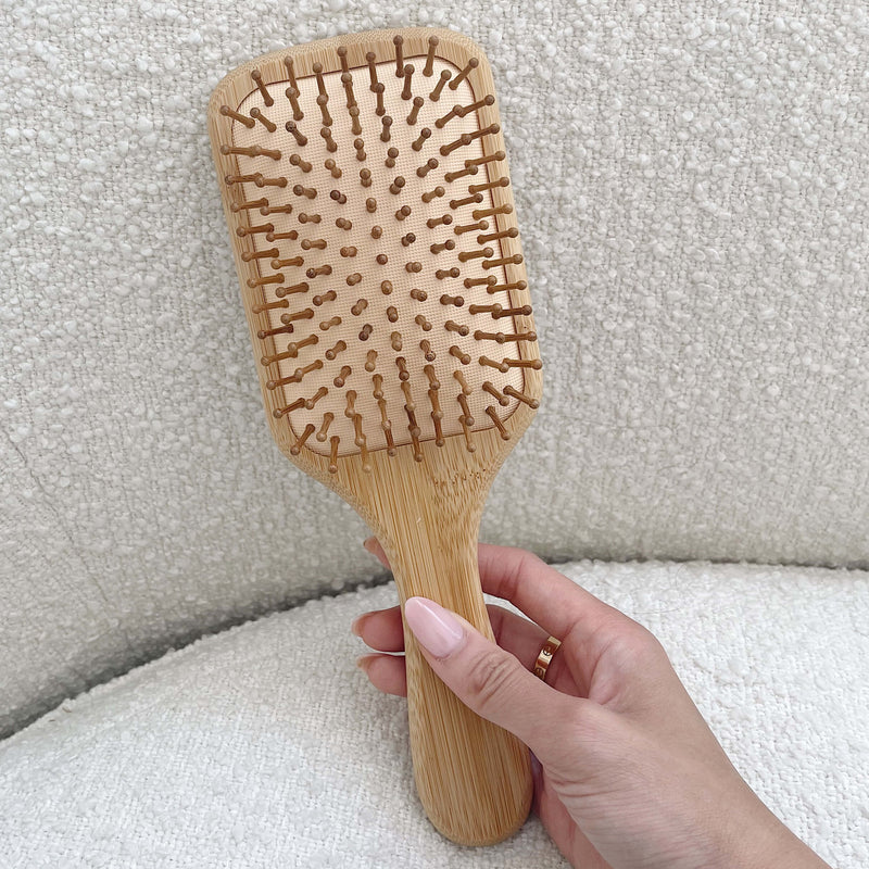 Large Bamboo Paddle Hair Brush - White